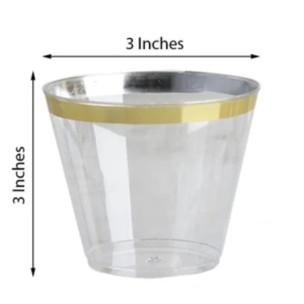 North Kings Gold Rim plastic cups 9 oz.- 120 count